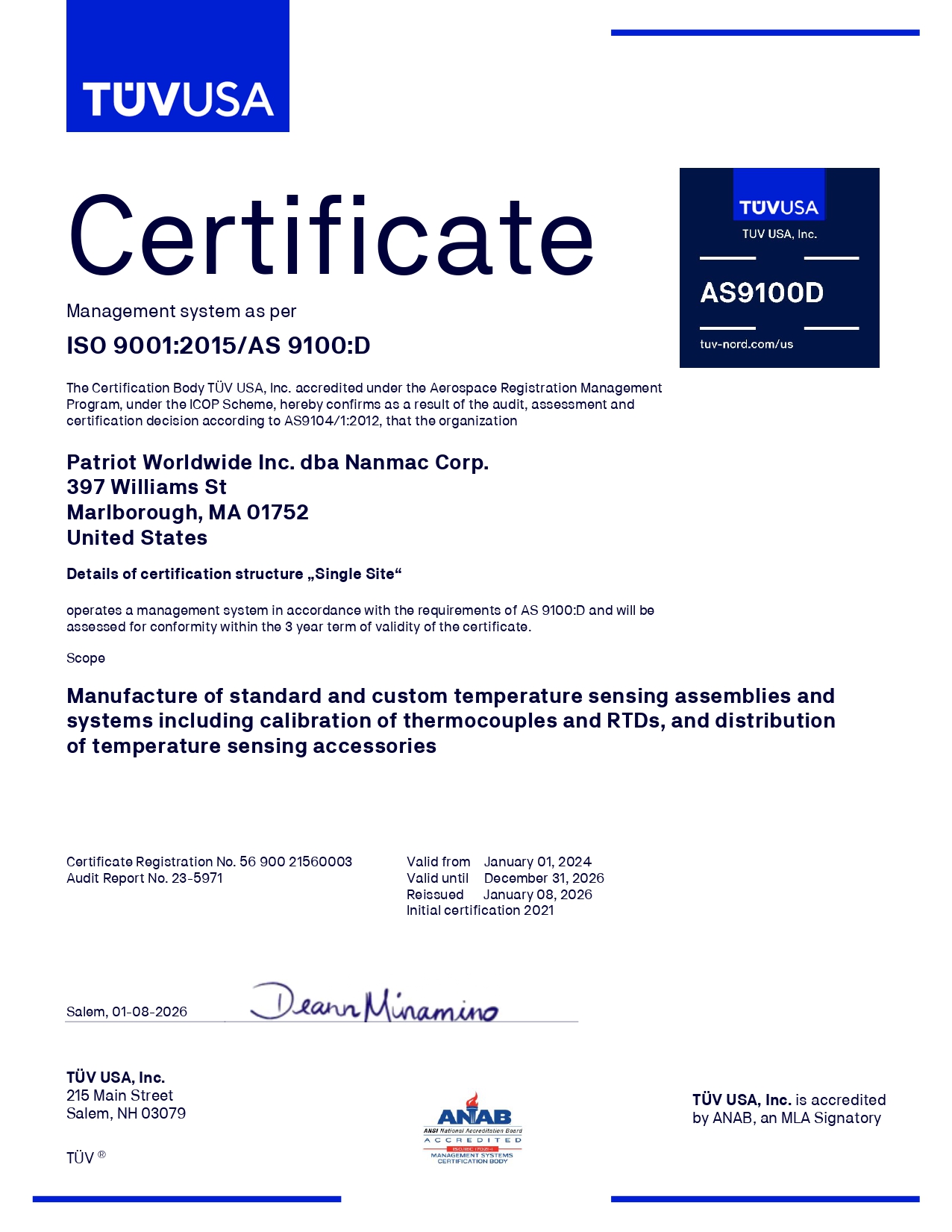 ISO 9001:2015/AS 9100 D Certification
